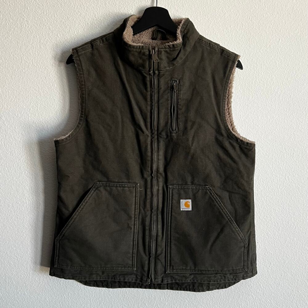 Carhartt WOMENS WV001 green sherpa work wear vest